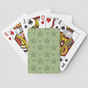 Elegant and Stylish Olive Stars on Sage Green Playing Cards