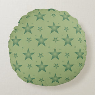 Elegant and Stylish Olive Stars on Sage Green Round Cushion