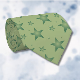 Elegant and Stylish Olive Stars on Sage Green Tie
