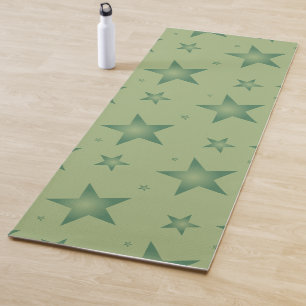 Elegant and Stylish Olive Stars on Sage Green Yoga Mat