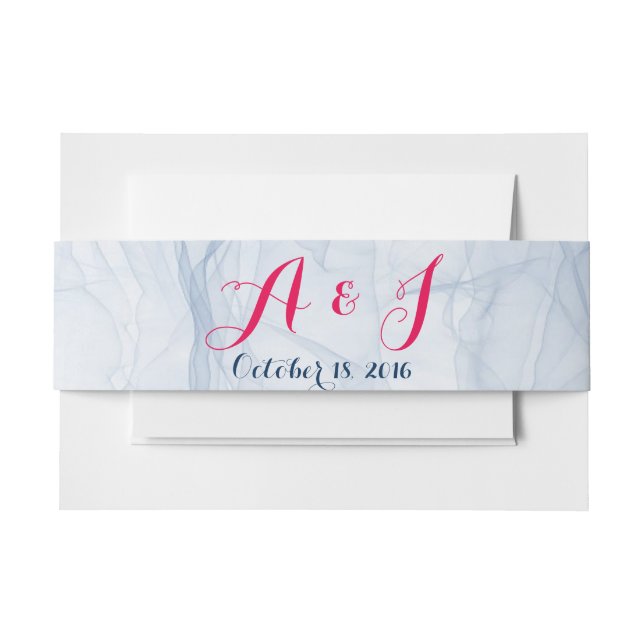 Elegant and stylish pink and blue belly bands invitation belly band (Front Example)