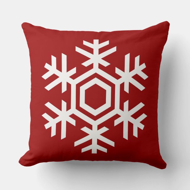 Elegant and Stylish White Snowflake Christmas Cushion (Front)