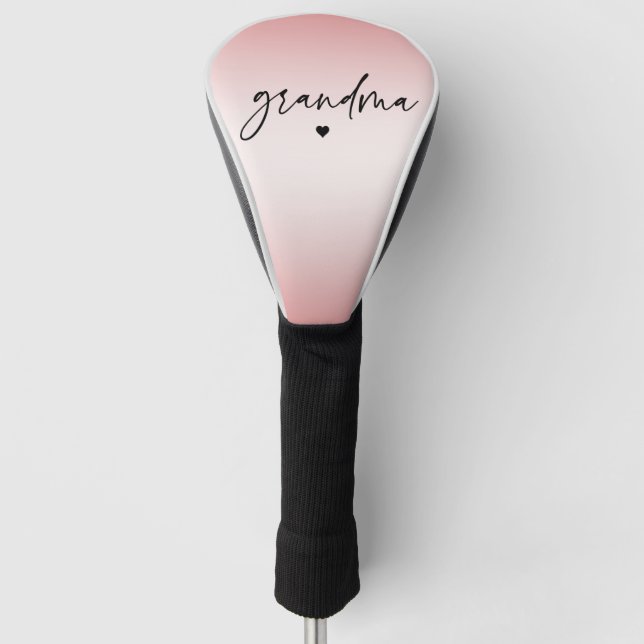 Elegant and Subtle Pink Grandma Script Gift Golf Head Cover (Front)