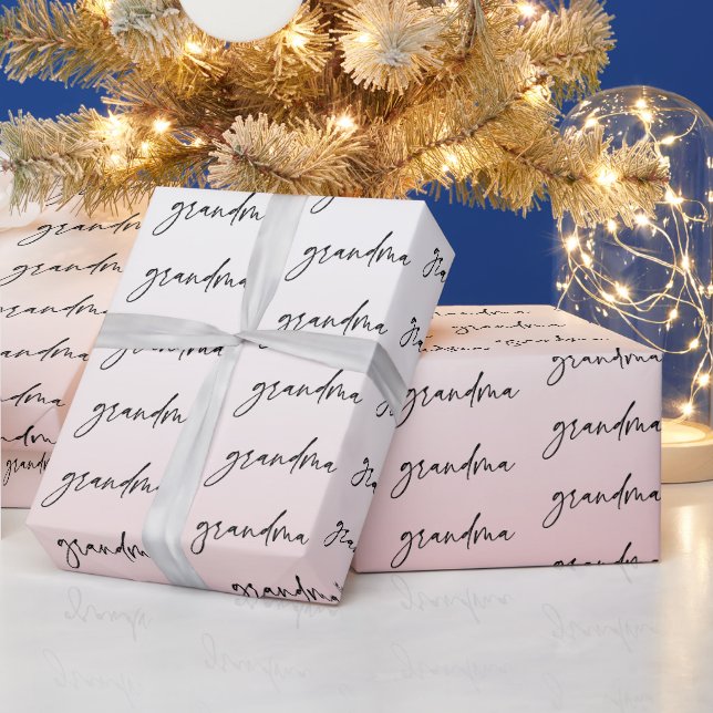 Elegant and Subtle Pink Grandma Script Gift Wrapping Paper (Holidays)