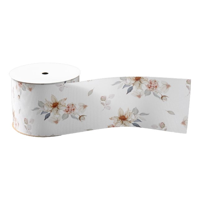 Elegant and Timeless Floral Grosgrain Ribbon (Spool)