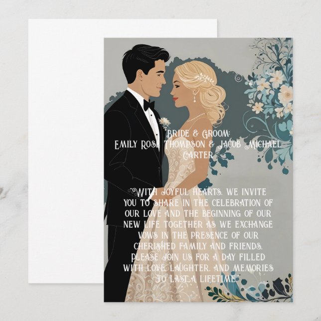 Elegant and Timeless Wedding Invitation Design (Front/Back)