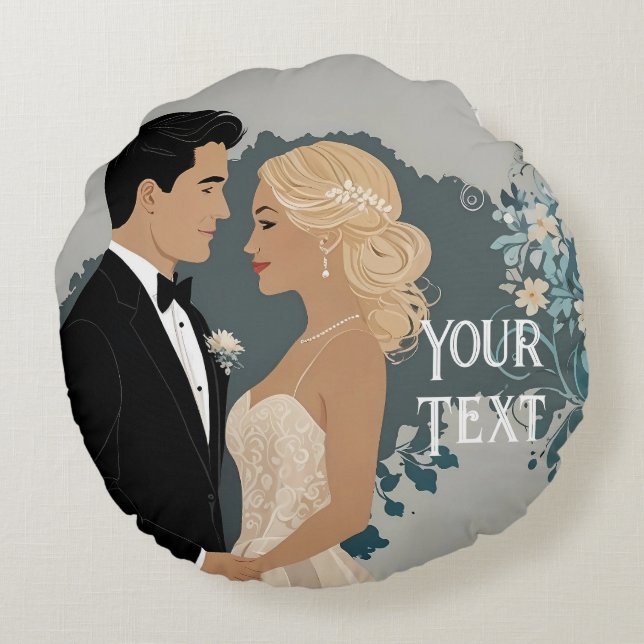Elegant and Timeless Wedding Invitation Design Round Cushion (Back)