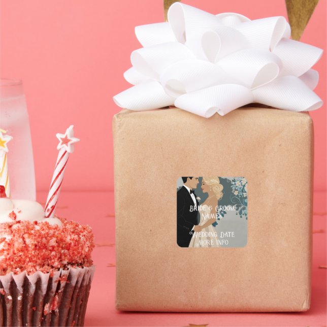Elegant and Timeless Wedding Invitation Design Square Sticker (Party)