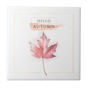 Elegant and Trendy Autumn Leaf Drawing Ceramic Tile
