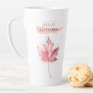 Elegant and Trendy Autumn Leaf Drawing Latte Mug