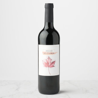 Elegant and Trendy Autumn Leaf Drawing Wine Label