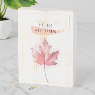 Elegant and Trendy Autumn Leaf Drawing Wooden Box Sign