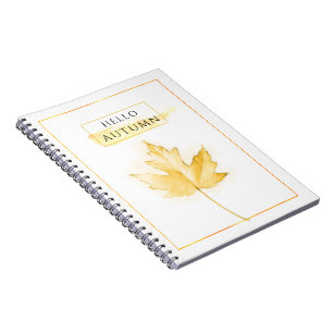 Elegant and Trendy Golden Autumn Leaf Drawing Notebook