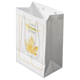 Elegant and Trendy Golden Thanksgiving Medium Gift Bag