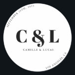 Elegant and trendy wedding  classic round sticker<br><div class="desc">Elegant and trendy wedding Classic Round Stickers</div>