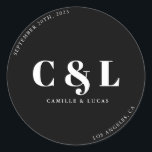 Elegant and trendy wedding  classic round sticker<br><div class="desc">Elegant and trendy wedding Classic Round Stickers</div>