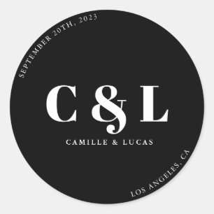 Elegant and trendy wedding classic round sticker