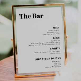 Elegant and trendy Wedding Drinks Bar Menu Poster