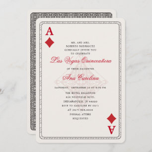 Elegant and Unique Red Las Vegas Quinceañera Invitation