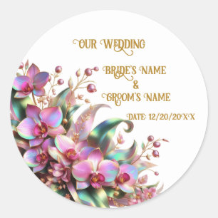 Elegant and vibrant Orchid Flowers Wedding Classic Round Sticker