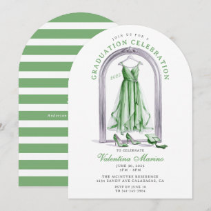 Elegant and Whimsical Green Dress Graduation Invitation