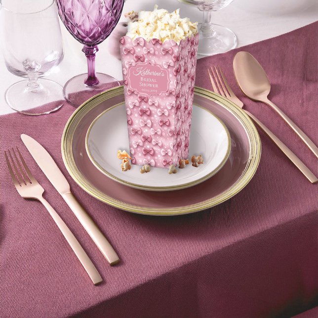 Elegant and Whimsical Pink Coquette Bows Bridal Favour Box (Elegant and Whimsical Pink Coquette Bows Bridal Shower Popcorn Favor Boxes)