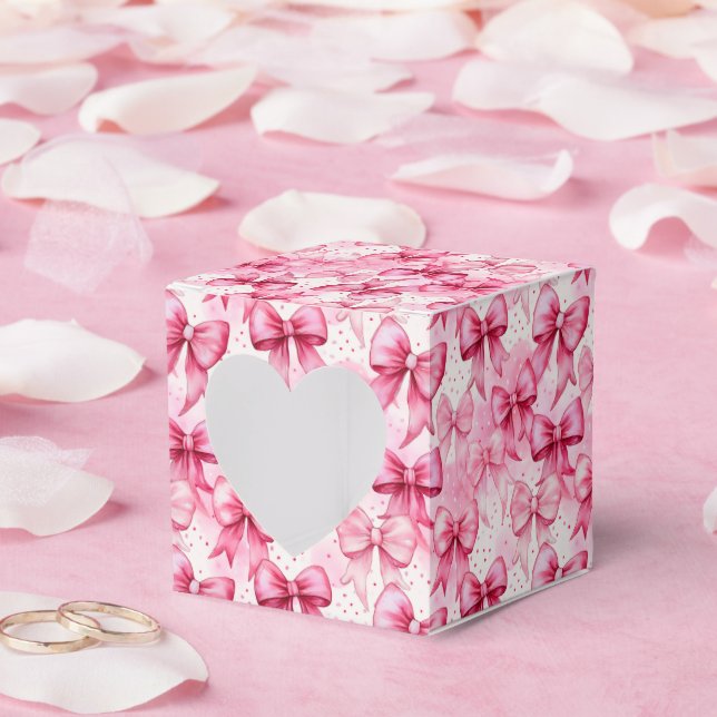 Elegant and Whimsical Pink Coquette Bows Ribbons Favour Box (Wedding)