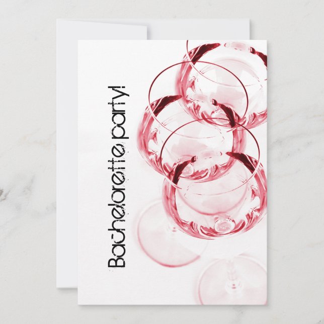 elegant and whimsical wine glass bachelorette invitation (Front)