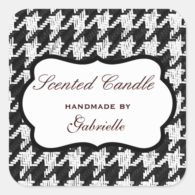 Elegant and wimzical houndstooth square sticker (Front)