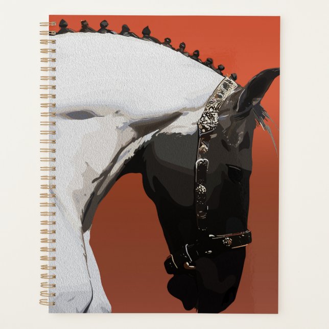 Elegant Andalusian Horse – Majestic Equestrian Art Planner (Front)