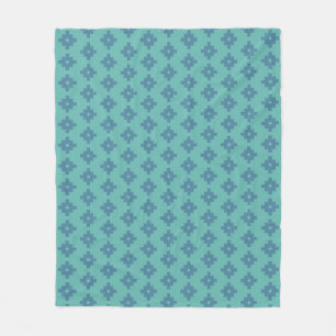 Elegant Andean Geometric Pattern on Teal Fleece Blanket