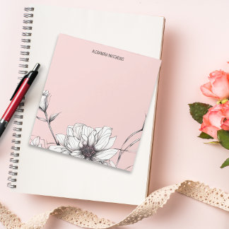 Elegant Anemone Floral Custom Name  Notepad