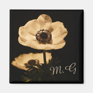 Elegant Anemone Flowers Initials Magnet