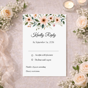 Elegant Anemone Wildflower Botanical Wedding RSVP Card