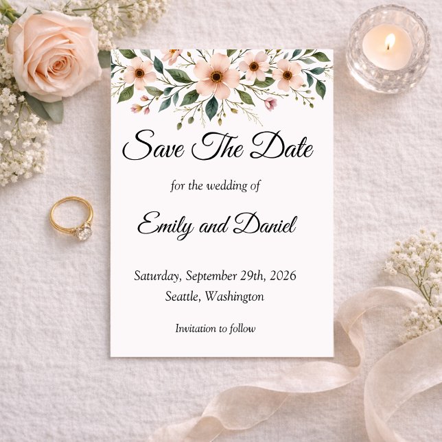 Elegant Anemone Wildflower Save the Date Card (Creator Uploaded)