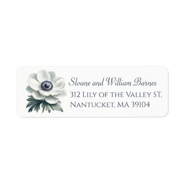 Elegant Anenome Flower Return Address Label (Front)