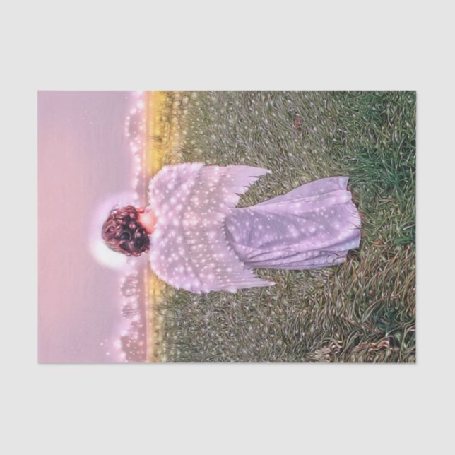 Elegant Angel Art Glitter String Lights Design Tissue Paper (Front)