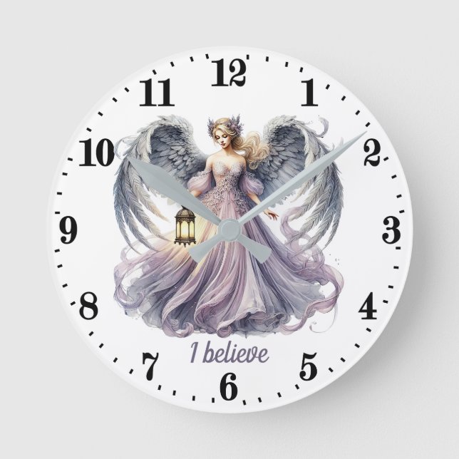Elegant Angel lovers customisable  Round Clock (Front)