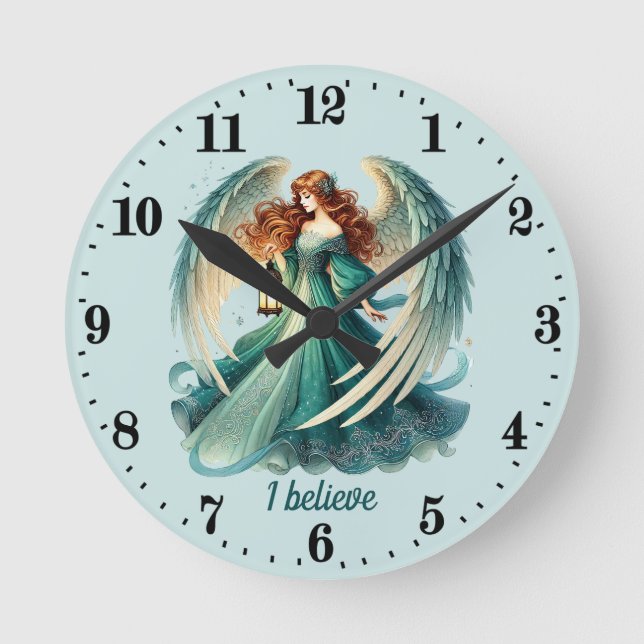 Elegant Angel lovers customisable Round Clock (Front)