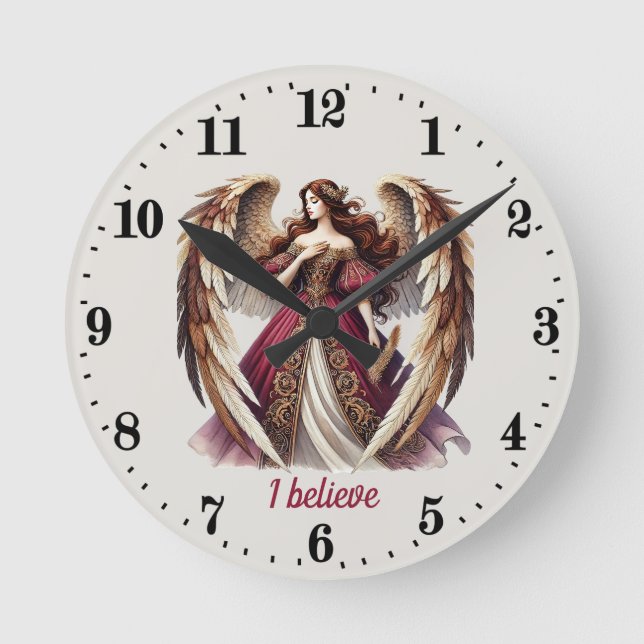 Elegant Angel lovers customisable  Round Clock (Front)