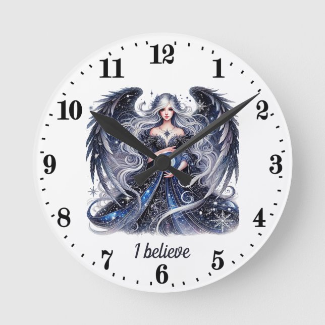 Elegant Angel lovers customisable  Round Clock (Front)