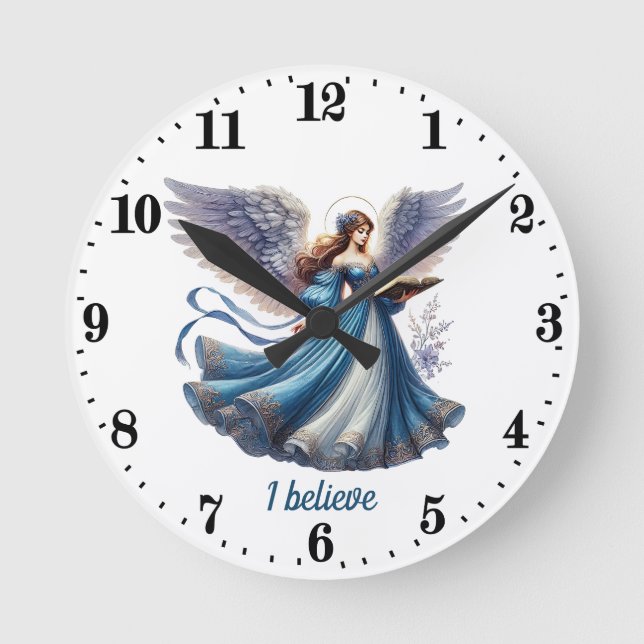 Elegant Angel lovers customisable  Round Clock (Front)