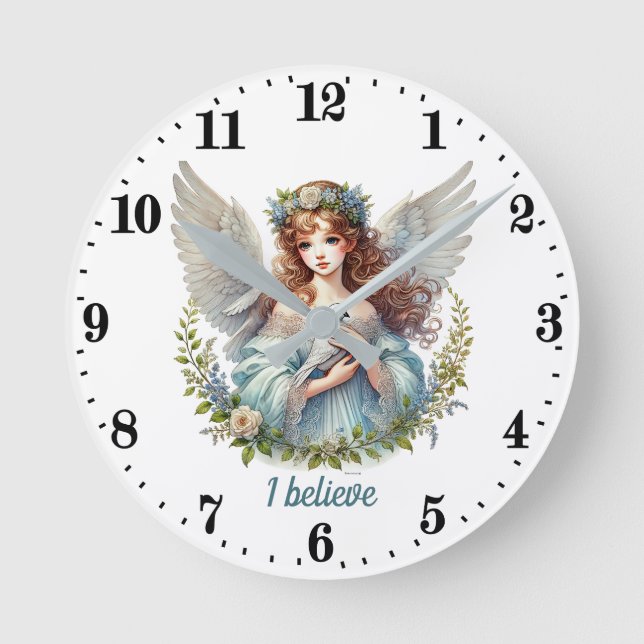 Elegant Angel lovers customisable  Round Clock (Front)