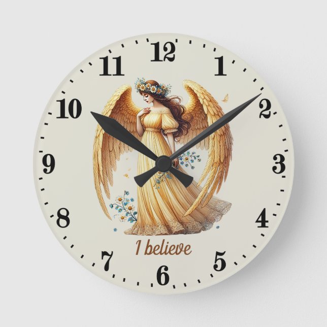 Elegant Angel lovers customisable  Round Clock (Front)