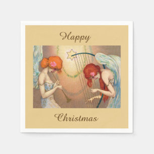 Elegant Angels & Music Happy Christmas Napkin