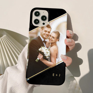 Elegant Angle Monogrammed Custom Photo iPhone 15 Pro Max Case