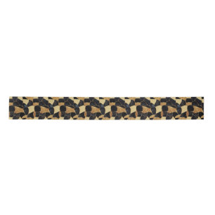 Elegant Animal Print Gold and Black Glitter Look Satin Ribbon