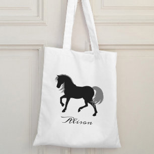 Elegant Animal Silhouette Personalised Black Horse Tote Bag