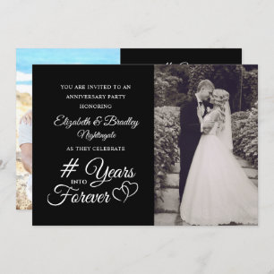Elegant Anniversary Heart YEARS INTO FOREVER Photo Invitation