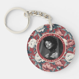 Elegant anniversary keepsake Floral Peonies Key Ring